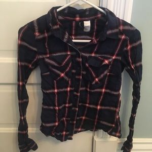 Dark blue plaid shirt